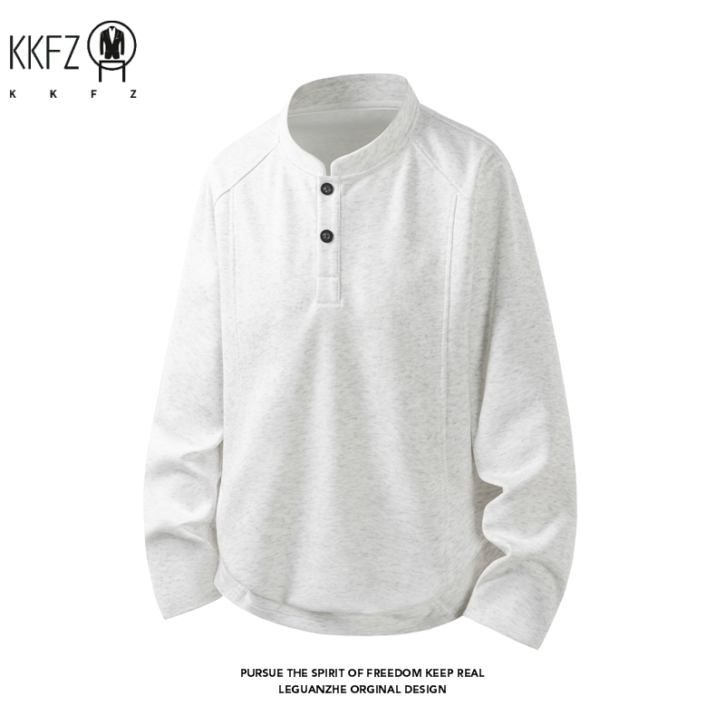 Embellish Knit - Herentrui met raglanmouwen, henley-hals, opstaande kraag,
