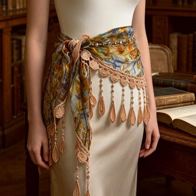 Tassel Fringe Trim - Boheemse Driehoekige Sjaal met Kwastjes, Modieuze