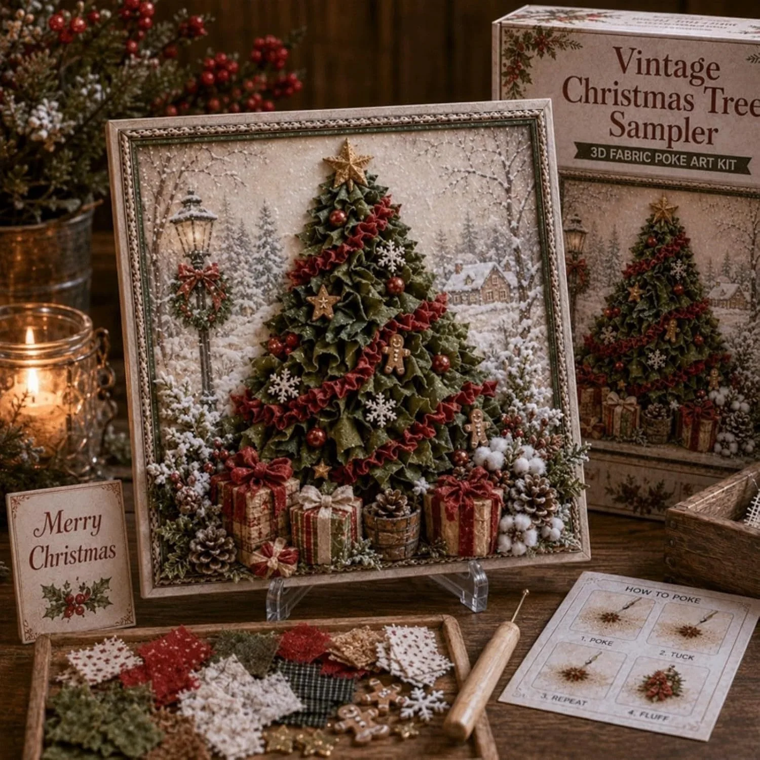 Vintage Kerst Stof Poke Art DI - Embroidery Craft recensie en prijs