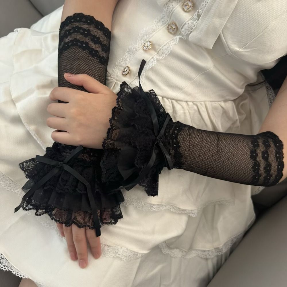 Uitgeholde kanten handschoenen - Elastic Lace Trim recensie en prijs